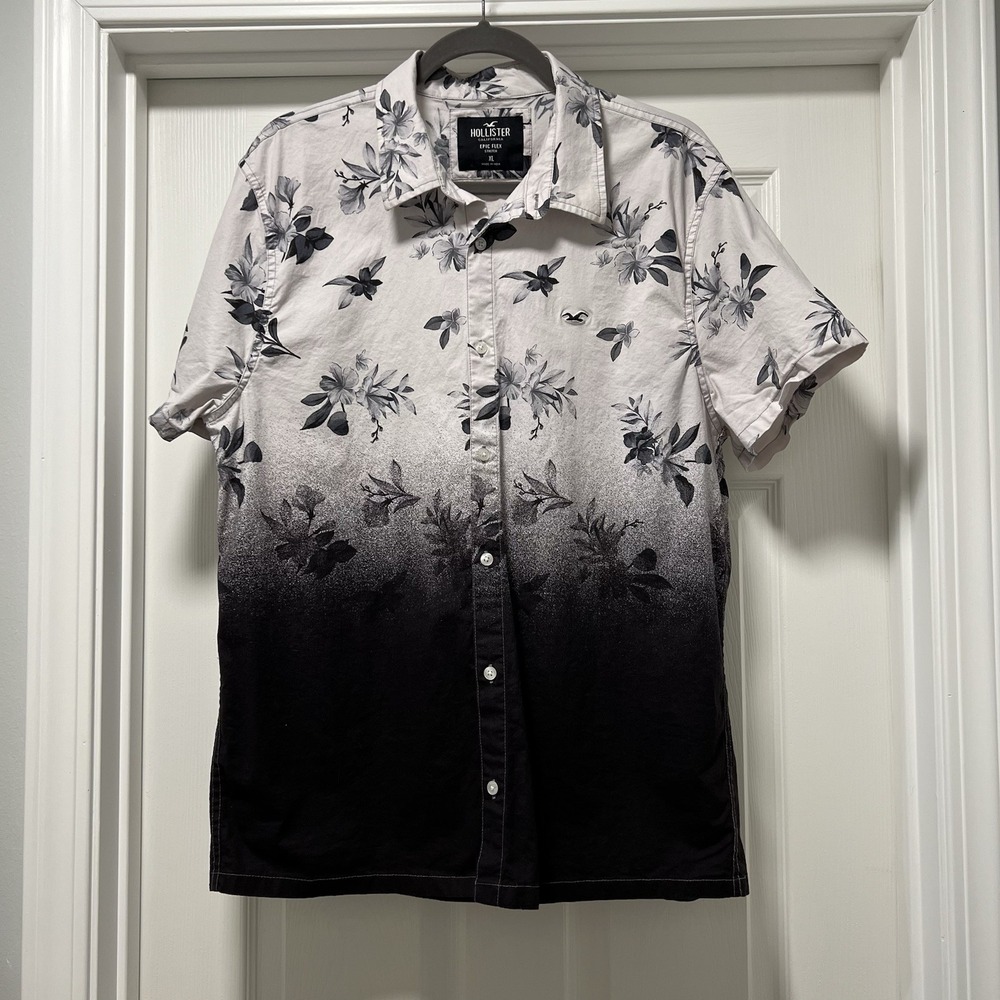Hollister Epic flex stretch floral short sleeve button up modern men's‎ XL shirt